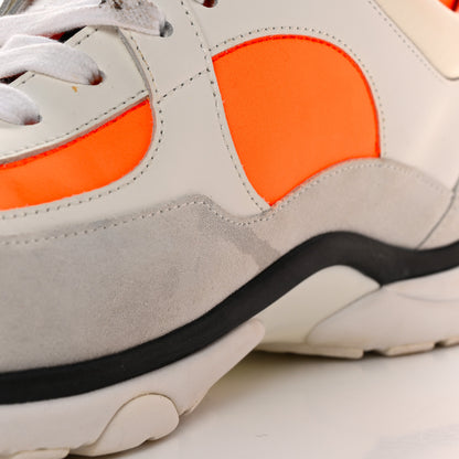 Chanel Suede Calfskin Lambskin Neoprene High Top CC Sneakers 39.5 White Fluo Orange 16 of 23