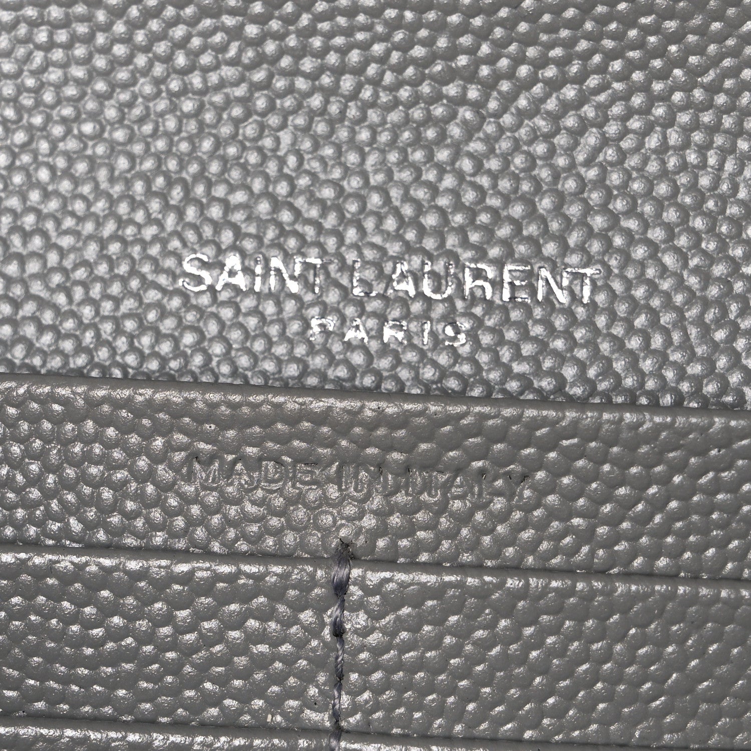 Saint Laurent Grain De Poudre Mixed Matelasse Triquilt Large Monogram Wallet Stone 6 of 8