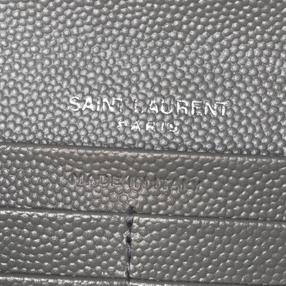 Saint Laurent Grain De Poudre Mixed Matelasse Triquilt Large Monogram Wallet Stone 6 of 8