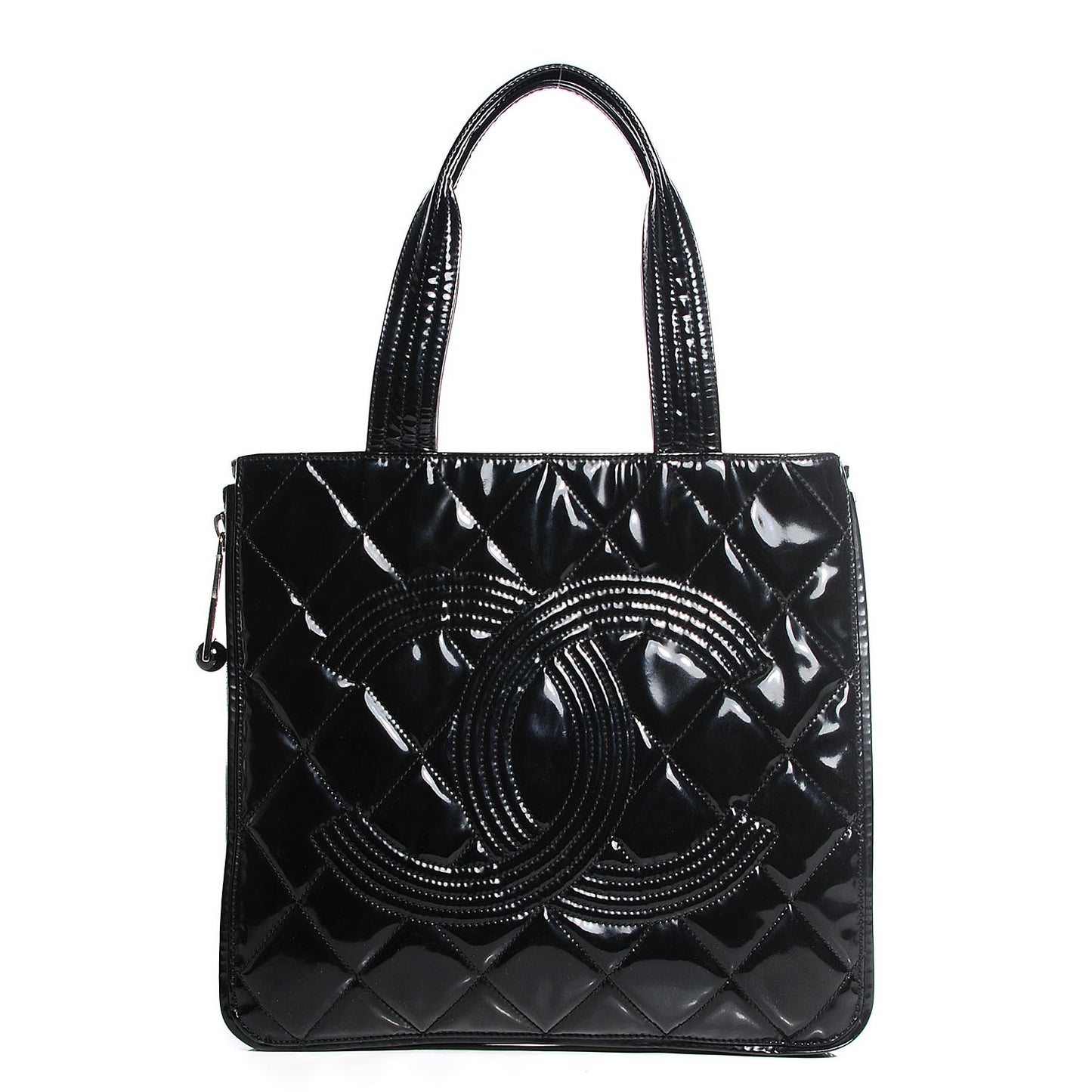Vinyl Quilted CC Small Expandable Tote Black
