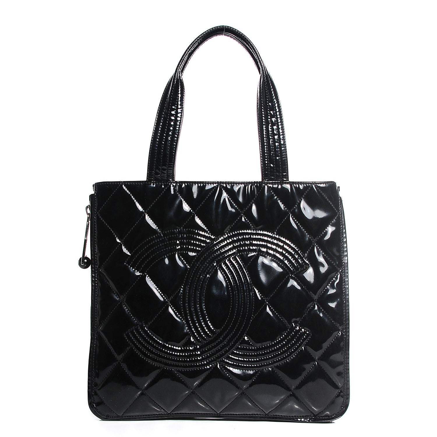 Chanel Vinyl Quilted CC Small Expandable Tote Black 1 of 7