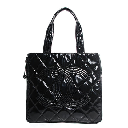 Chanel Vinyl Quilted CC Small Expandable Tote Black 1 of 7