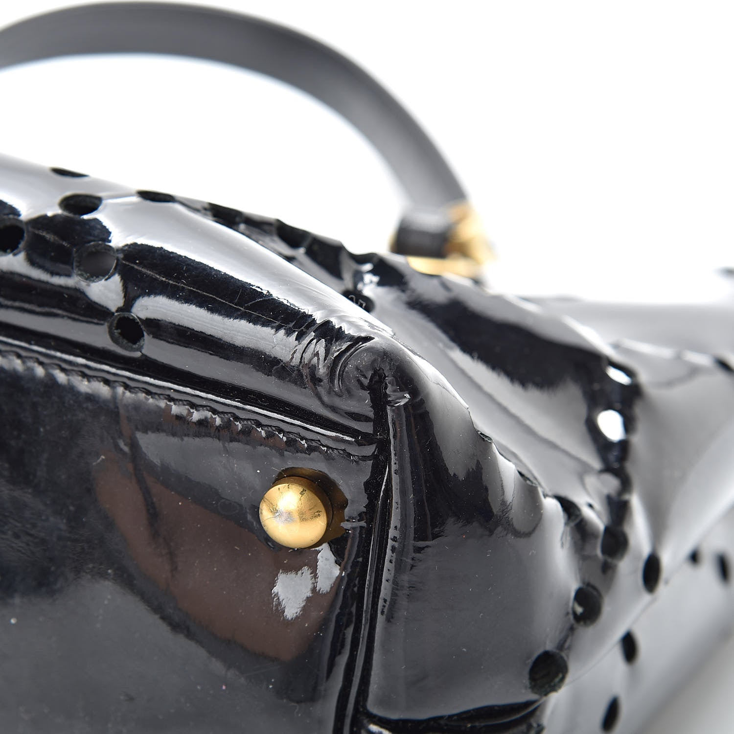 Chanel Patent Perforated CC Shopping Tote Black 11 of 21
