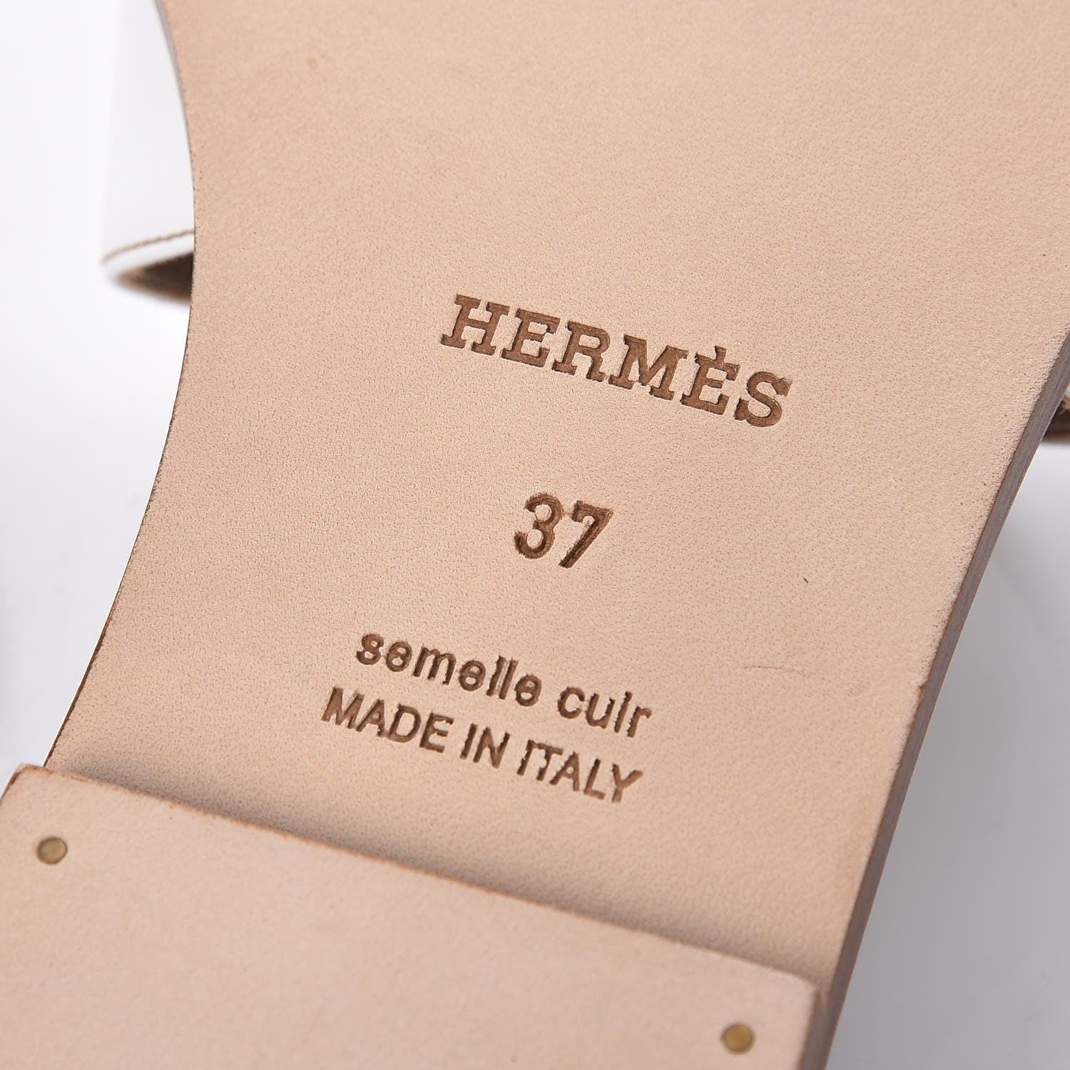 Hermes Box Calfskin Oran Sandals 37 White 14 of 16
