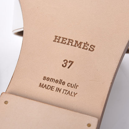 Hermes Box Calfskin Oran Sandals 37 White 14 of 16