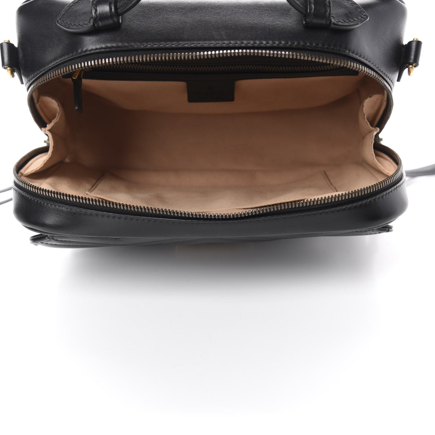 Calfskin Matelasse Sylvie Web Small GG Marmont Top Handle Shoulder Bag Black