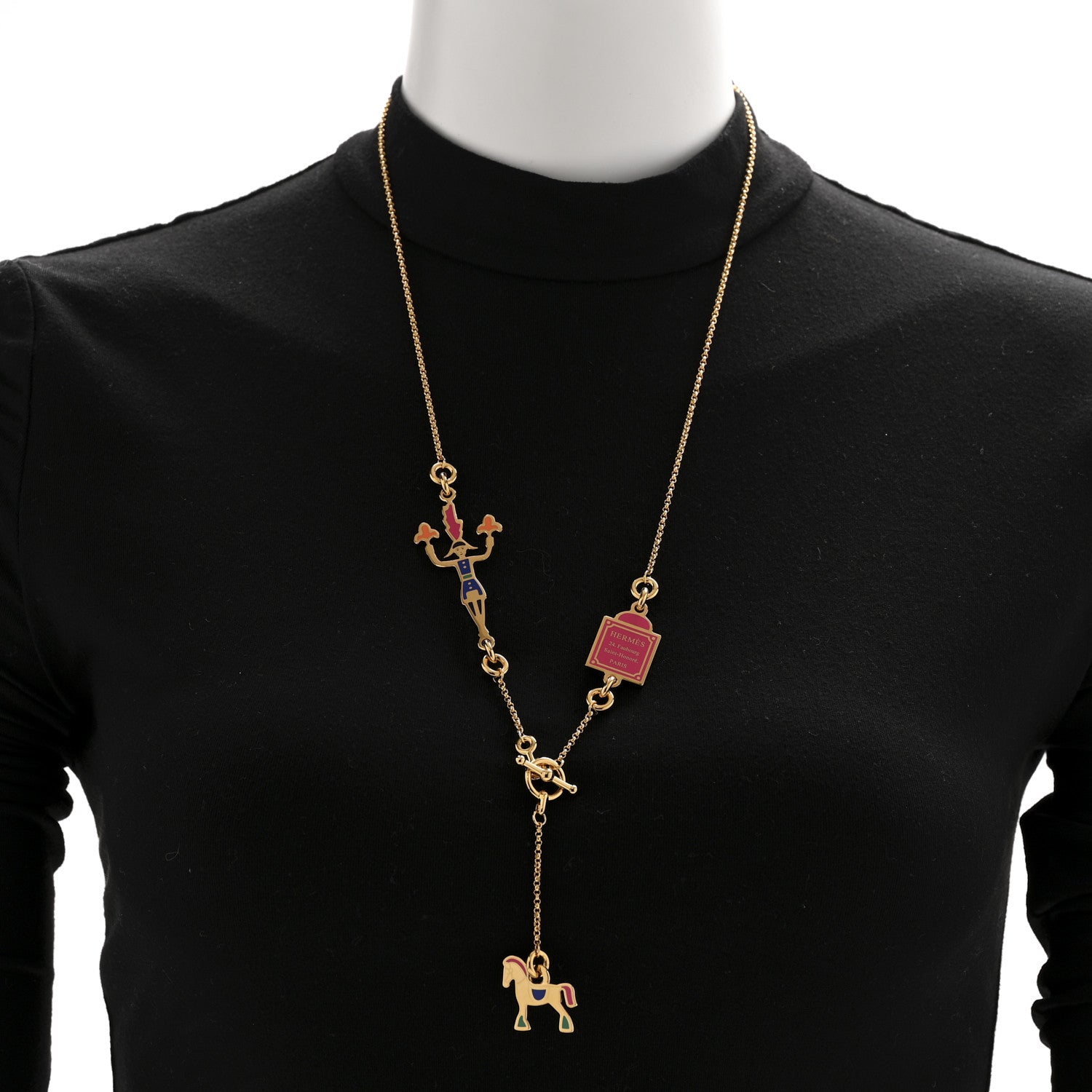 Hermes Metal Enamel Cheval Grand Parade Necklace Casaque 2 of 6