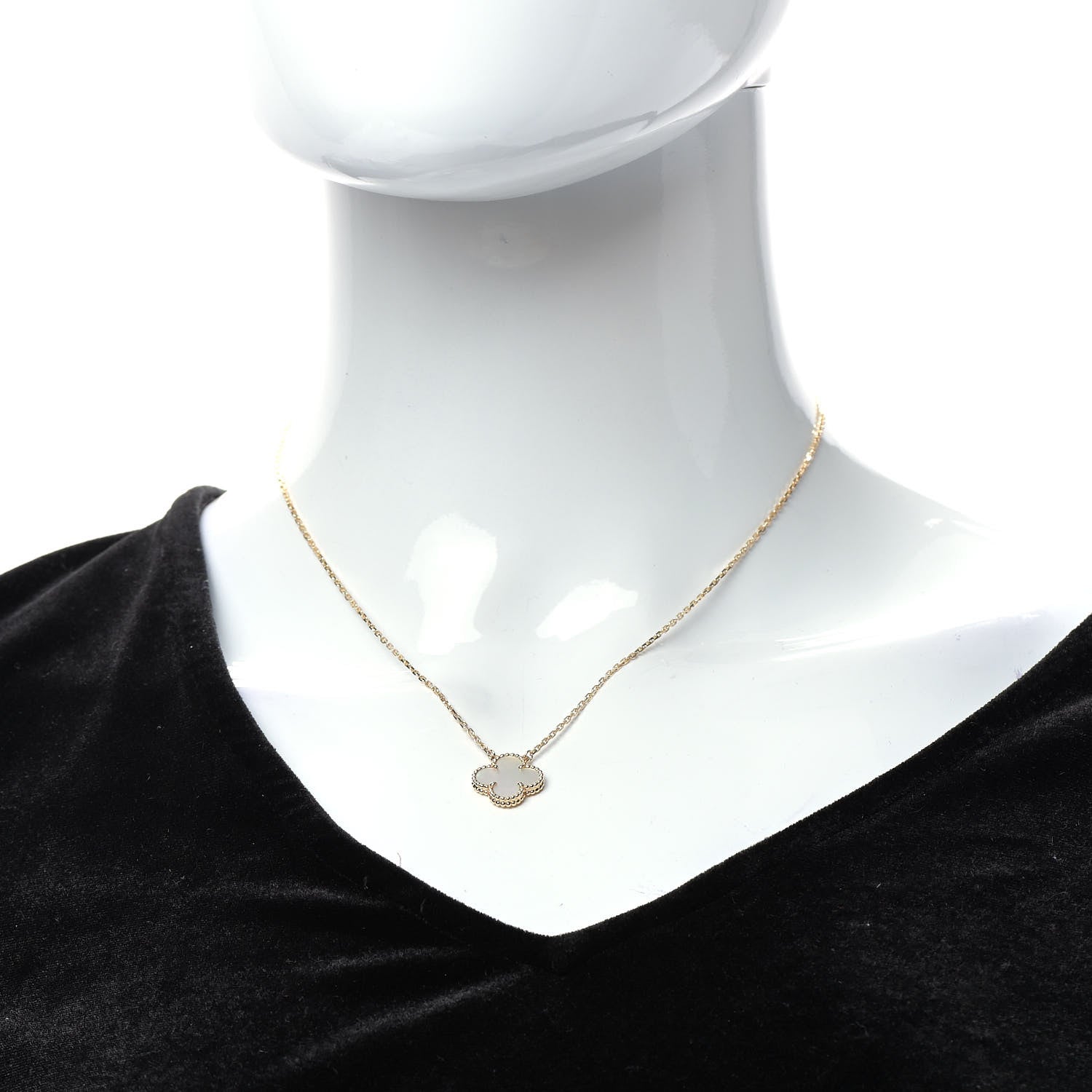 Van Cleef & Arpels 18K Yellow Gold Mother of Pearl Vintage Alhambra Pendant Necklace 2 of 6