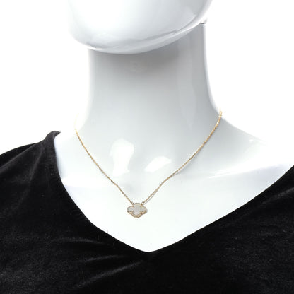Van Cleef & Arpels 18K Yellow Gold Mother of Pearl Vintage Alhambra Pendant Necklace 2 of 6