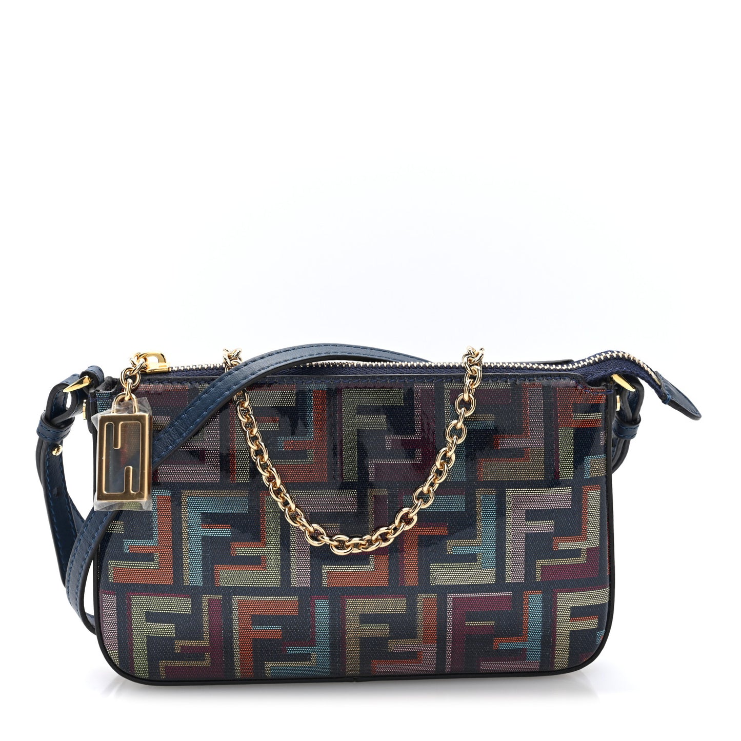 Zucca Vitrified Lurex Baguette Pouch Multicolor Blue Abyss Soft Gold