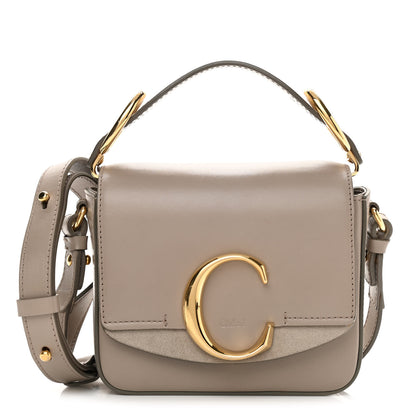 Chloe Shiny Calfskin Suede Mini C Double Carry Motty Grey 1 of 11
