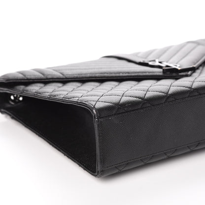 Saint Laurent Grain De Poudre Textured Mixed Matelasse Large Triquilt Monogram Monochrome Satchel Black 11 of 11