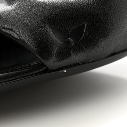 Louis Vuitton Lambskin Embossed Monogram Revival Mid Heel Mules 39 Black 9 of 10