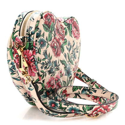 Gucci Calfskin Matelasse Diagonal Brit Roses Print Mini Interlocking G Heart Shoulder Bag  White Multicolor 3 of 10