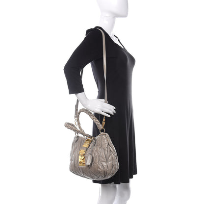 Miu Miu Nappa Matelasse Top Handle Satchel Fumo 2 of 14