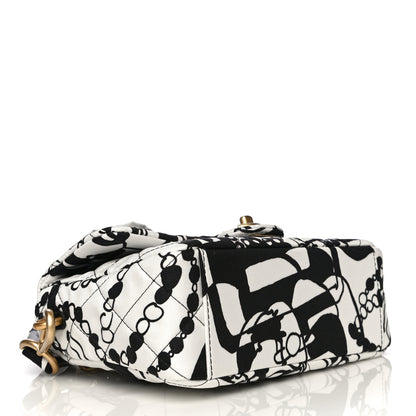Chanel Canvas Printed Deer Coco Mini Single Flap White Black 7 of 14