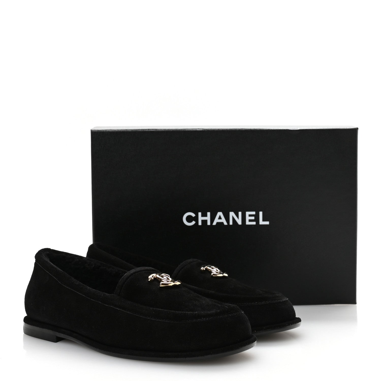 Chanel Suede Calfskin CC Mocassins 38 Black 9 of 9