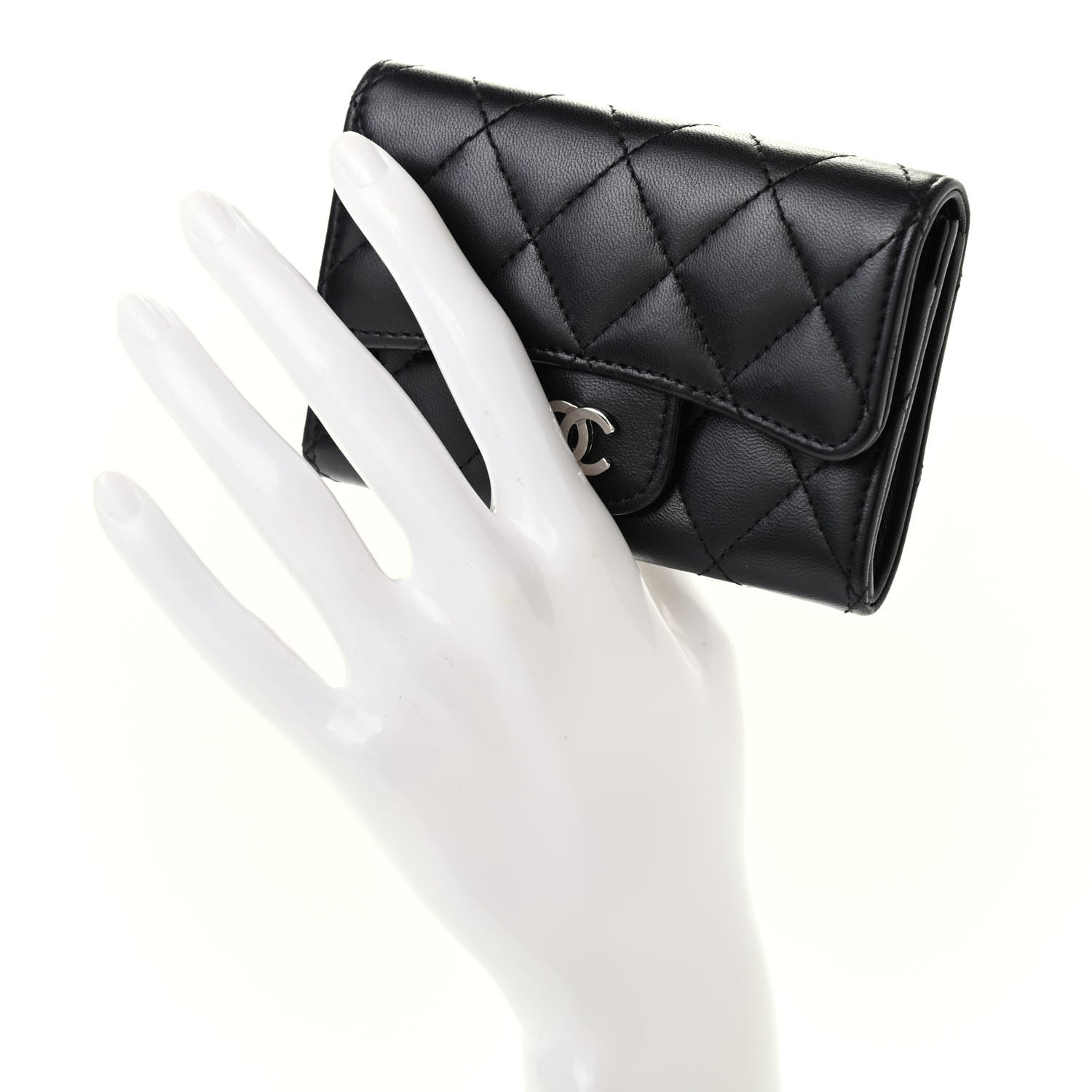 Chanel Lambskin Quilted Flap Card Holder Black 2 of 8