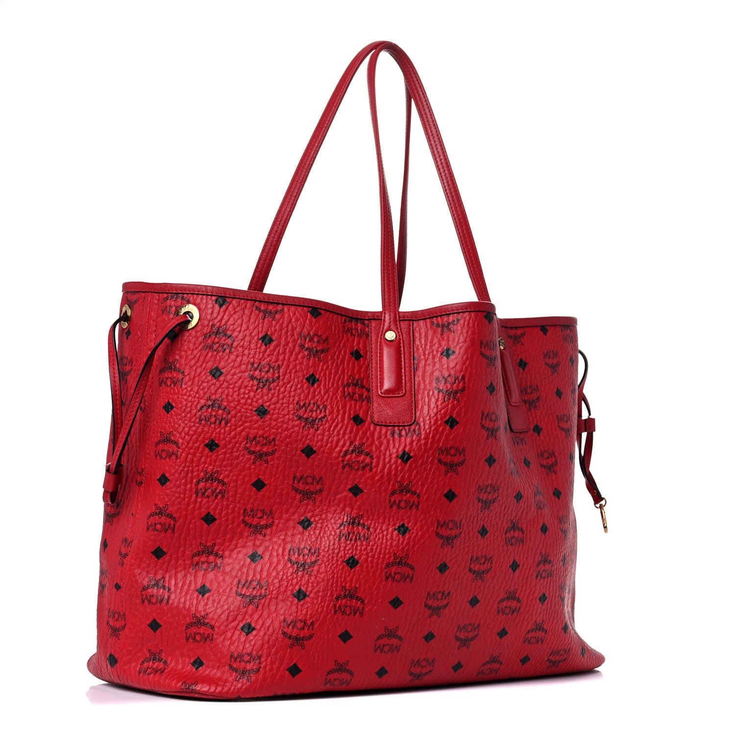 MCM Visetos Large Liz Reversible Shopper Tote Ruby Red 4 of 26