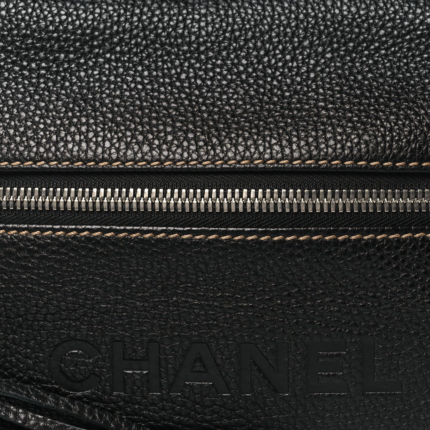 Grained Calfskin Tassel Shoulder Bag Black