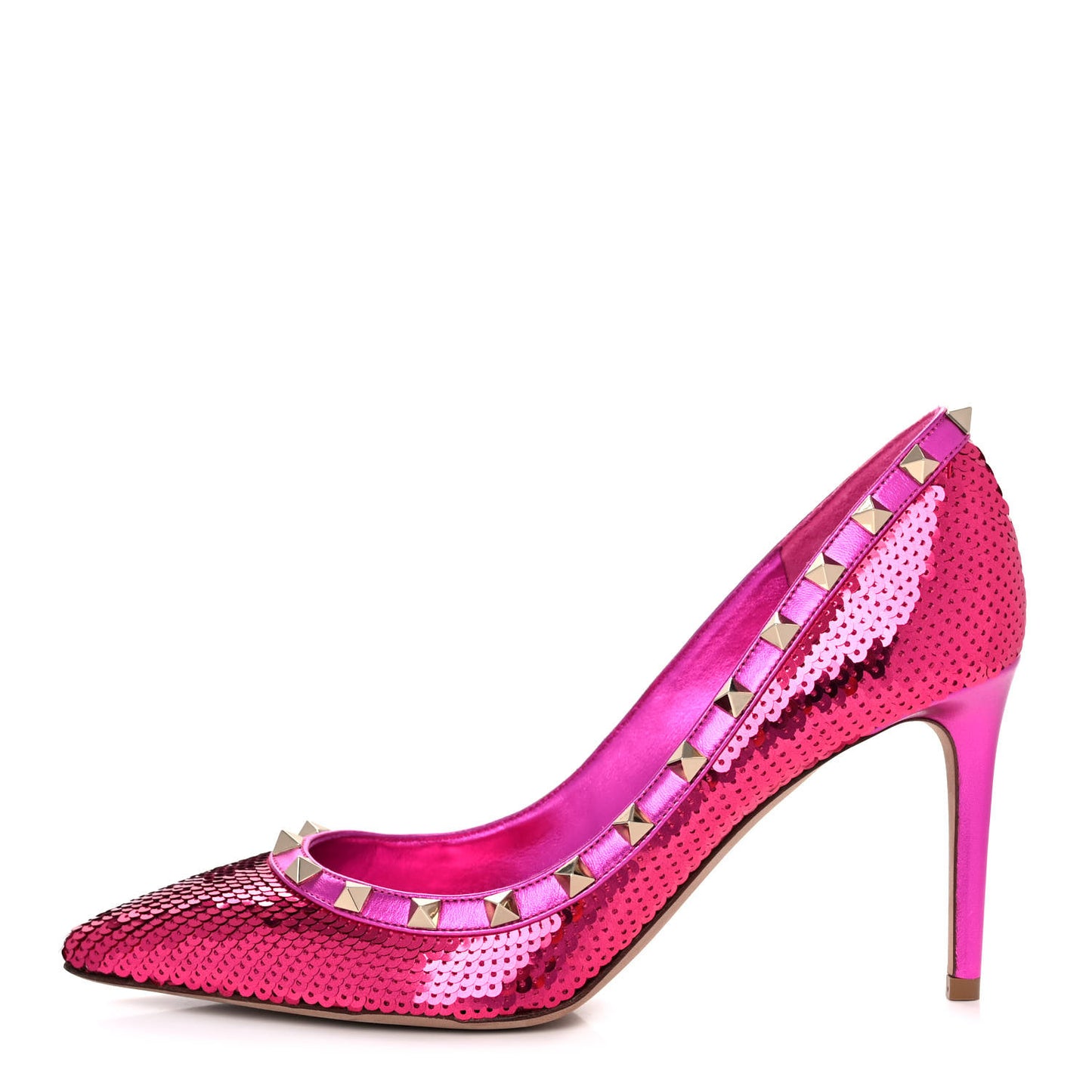 Metallic Nappa Sequin Liquid Metal Rockstud 85mm Pumps 39 Pink Orchid