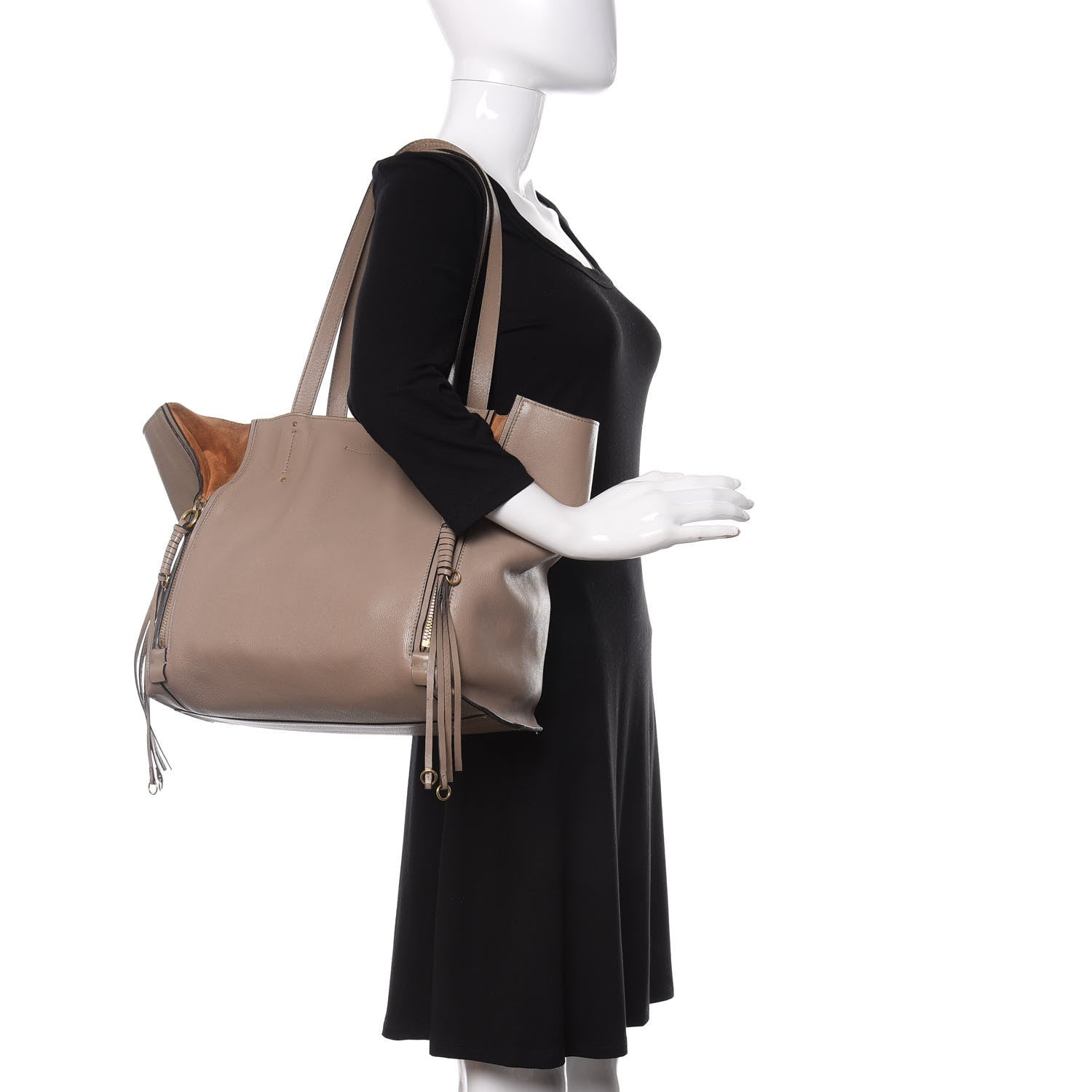 Chloe Smooth Calfskin Medium Milo Shopping Tote Motty Grey 2 of 10