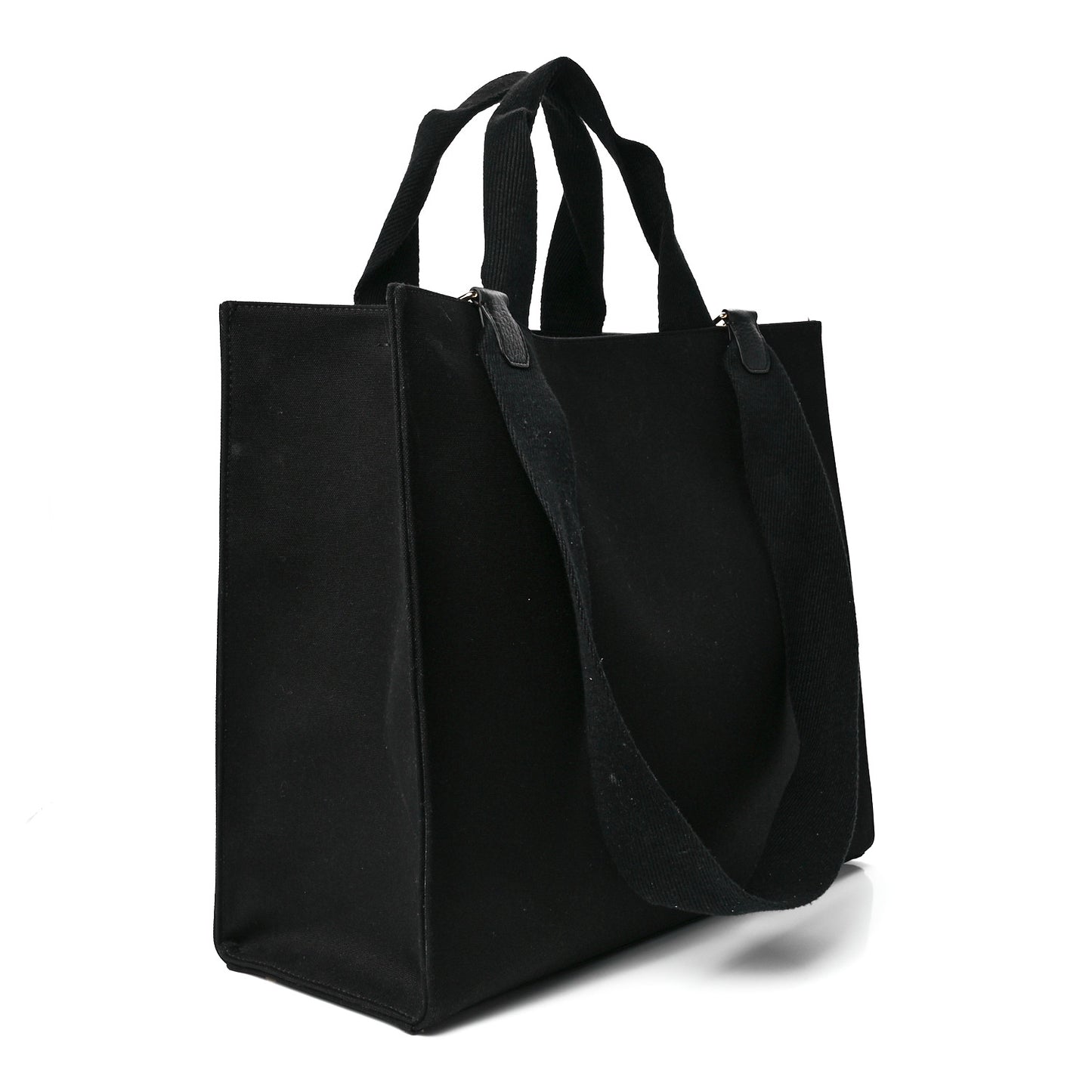 X VERSACE Canvas Fendace Logo Large Shopping Tote Black