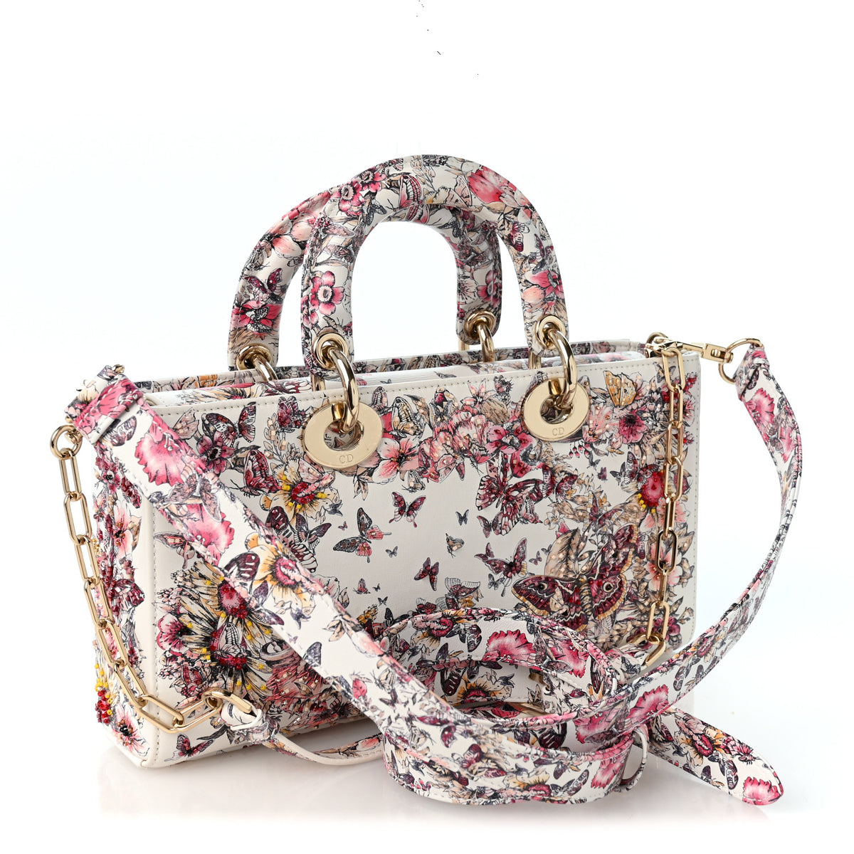 Christian Dior Calfskin Embroidered Butterfly Printed Lady D-Joy Multicolor 3 of 12