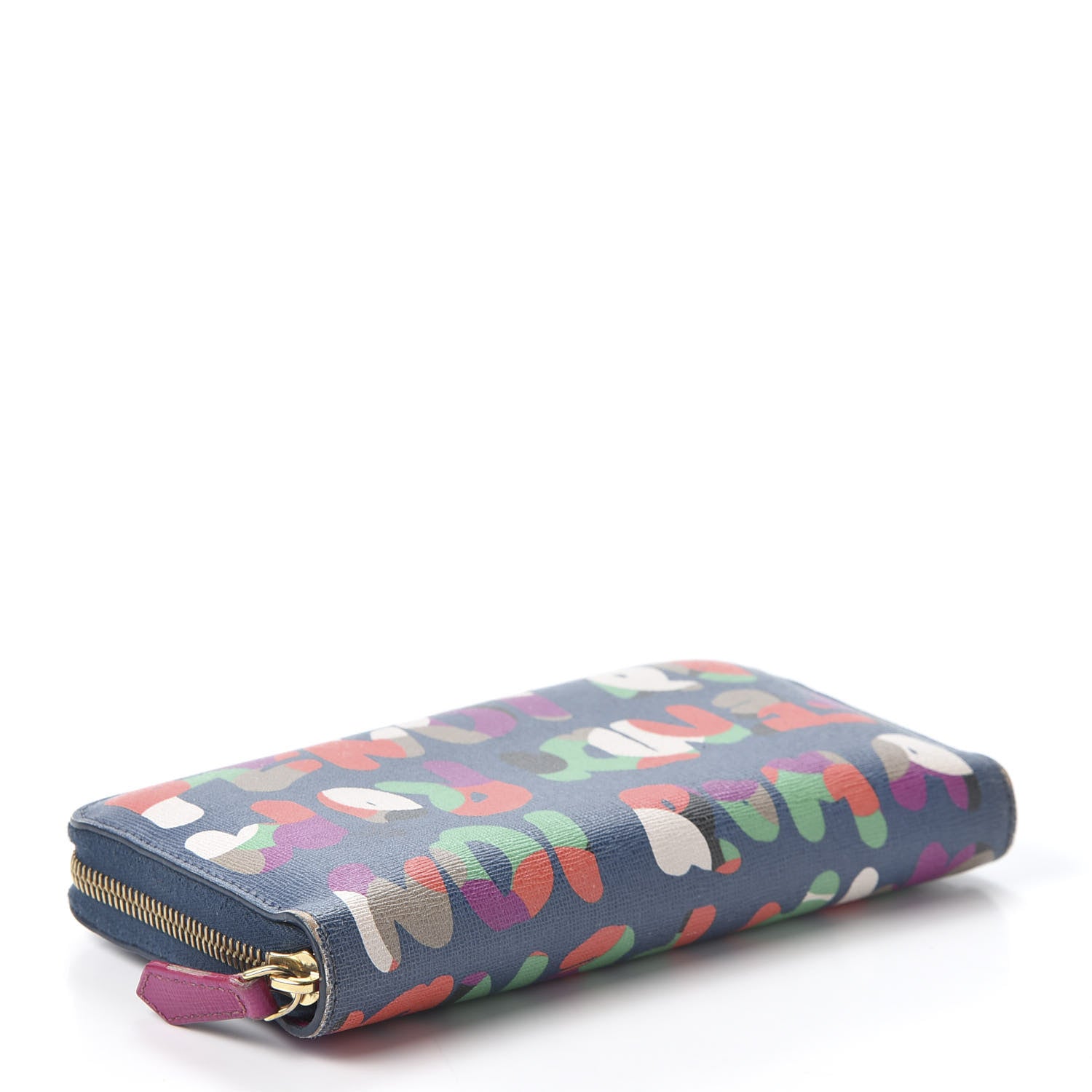 Fendi Vitello Elite Fendi Roma Simply Zip Around Wallet Cobalt Multicolor 3 of 11