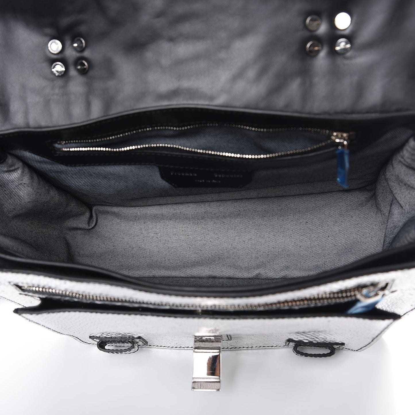 Python Calfskin Embossed Medium PS1 Satchel Silver