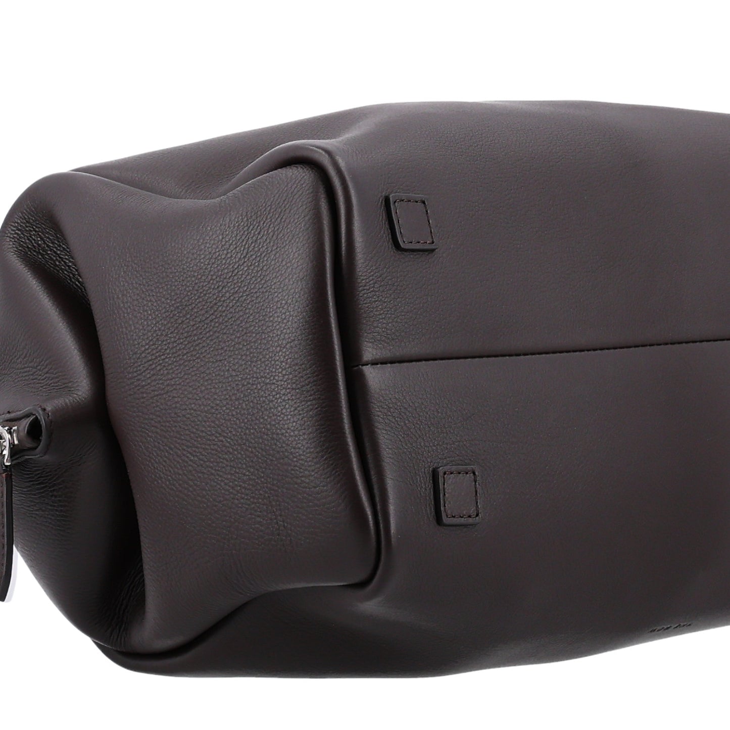 Grained Calfskin Faye Bowling Bag Dark Brown