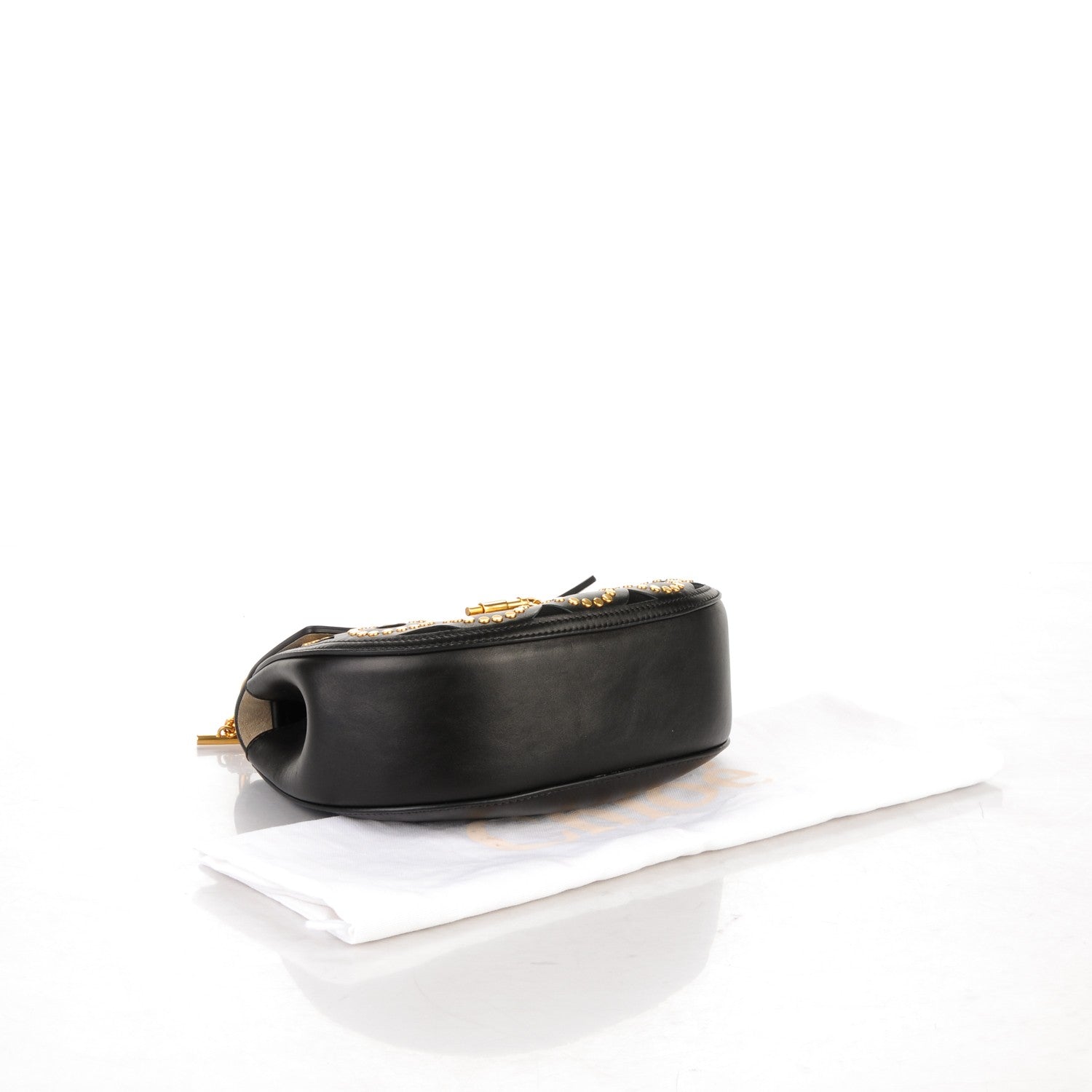 Chloe Calfskin Suede Studded Drew Shoulder Bag Black 4 of 7