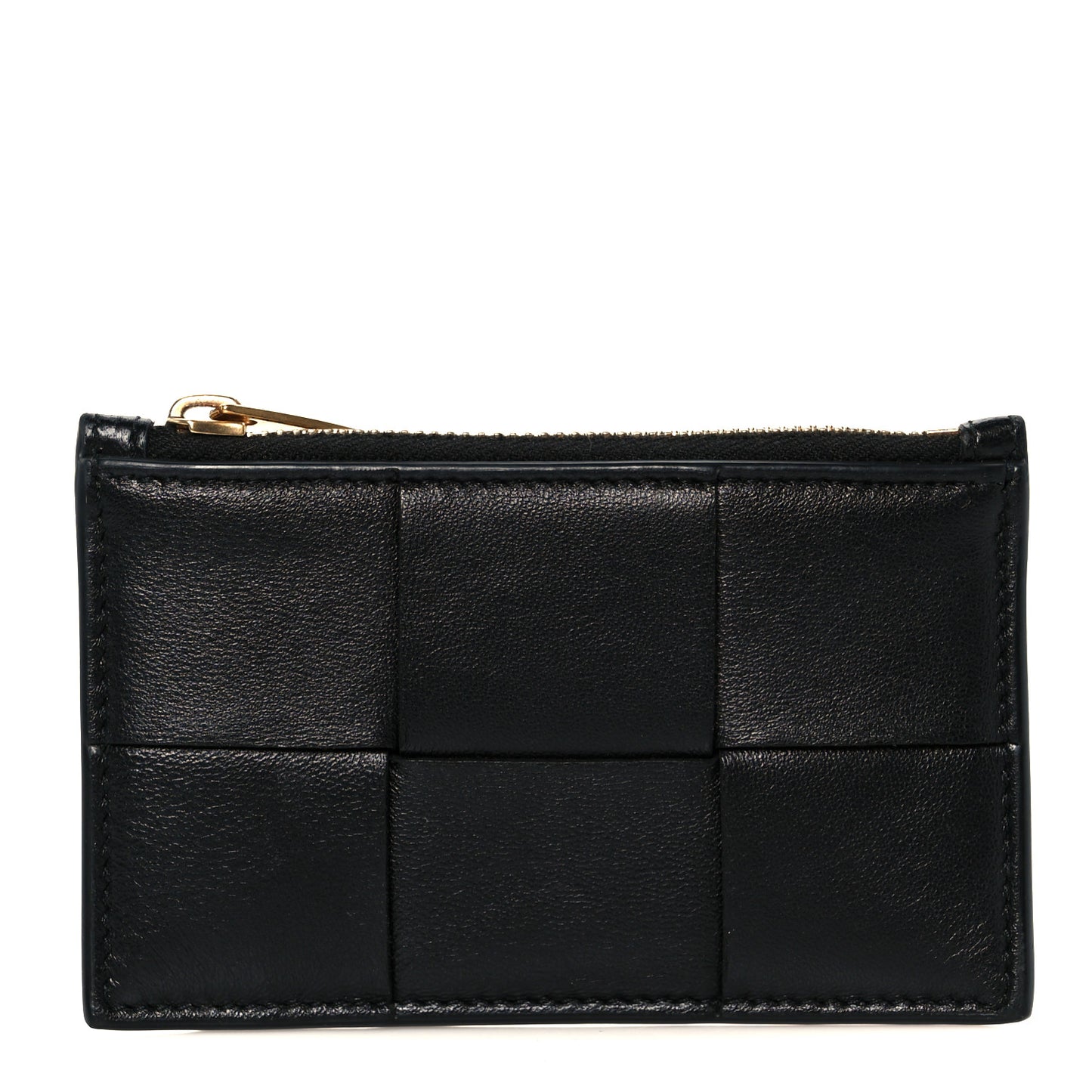 Nappa Intreccio Cassette Zipped Card Case Black