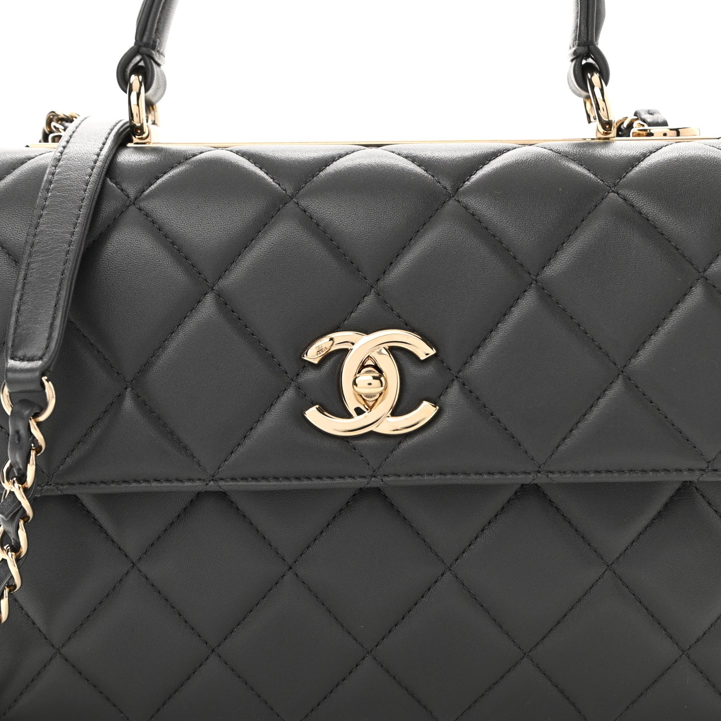 Lambskin Quilted Small Trendy CC Dual Handle Flap Bag Dark Grey