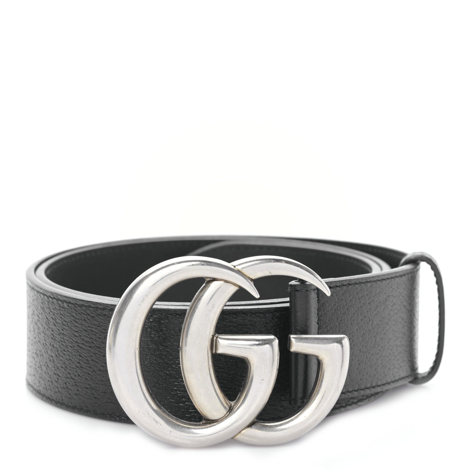 Gucci Textured Dollar Calfskin Nickel Double G 40mm Belt 85 34 Black 1 of 4