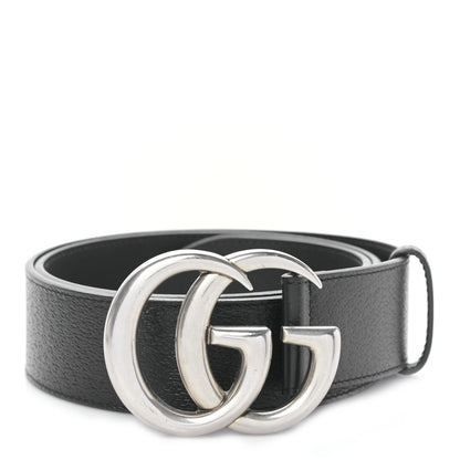 Gucci Textured Dollar Calfskin Nickel Double G 40mm Belt 85 34 Black 1 of 4
