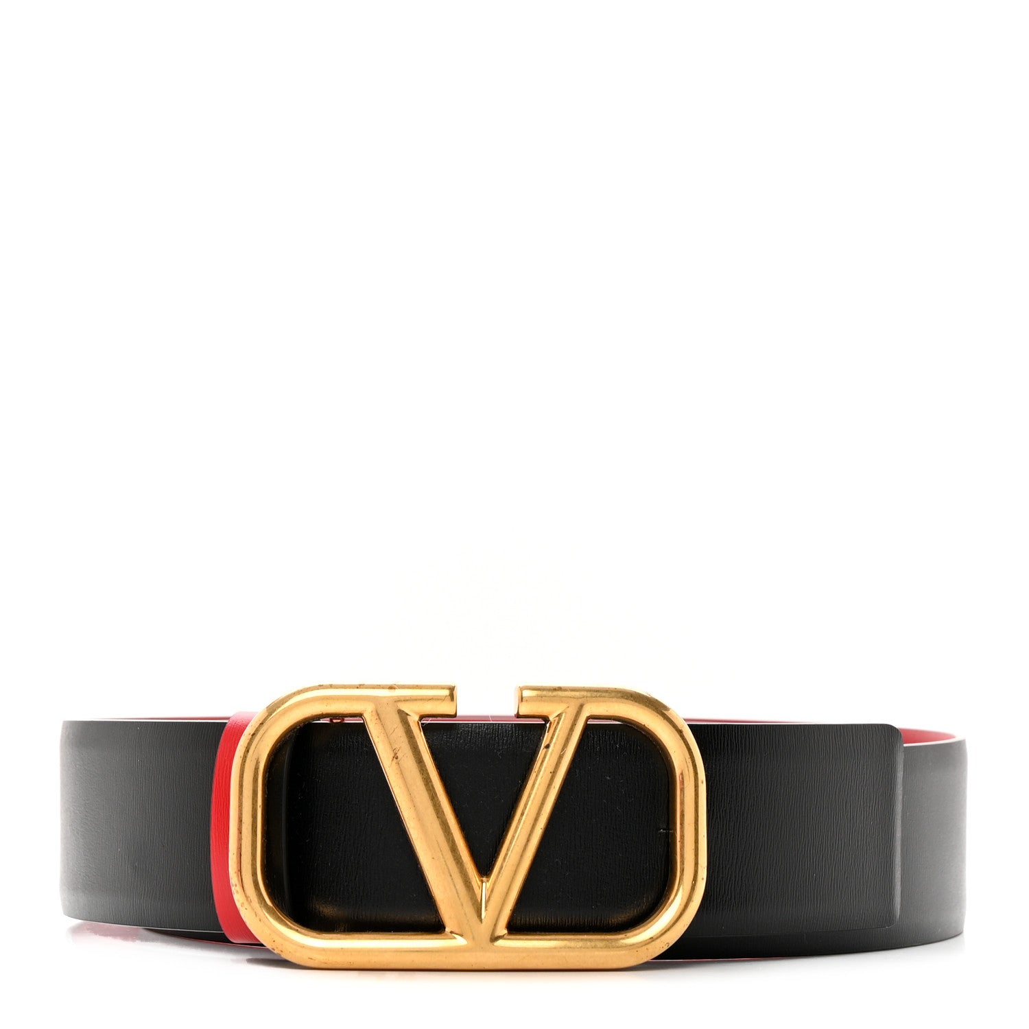 Valentino Garavani Glossy Calfskin VLogo Reversible 40mm Belt 85 34 Black Rouge Pur 1 of 8