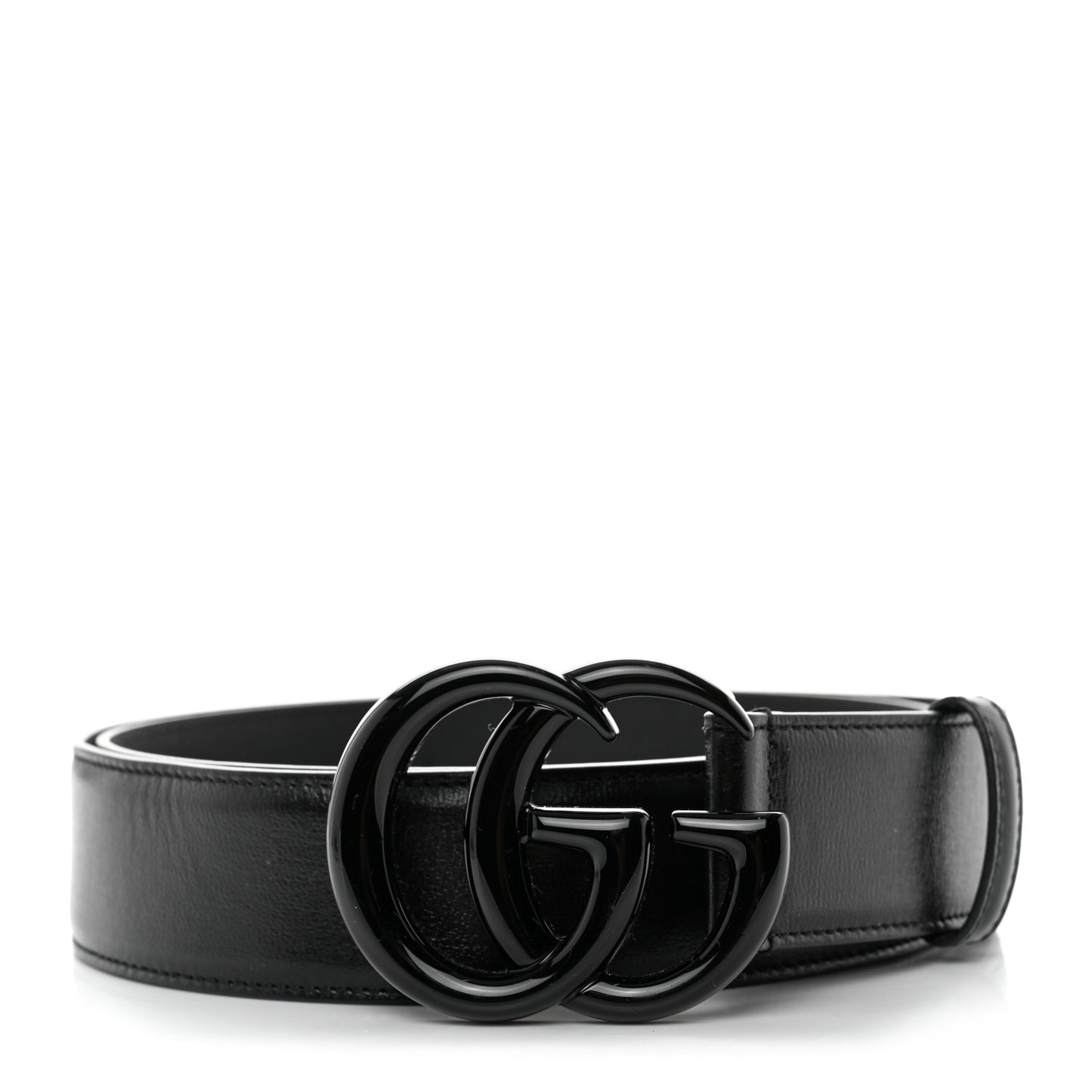Azalea Calfskin Enamel Monochrome Double G 40mm Belt 100 40 Black