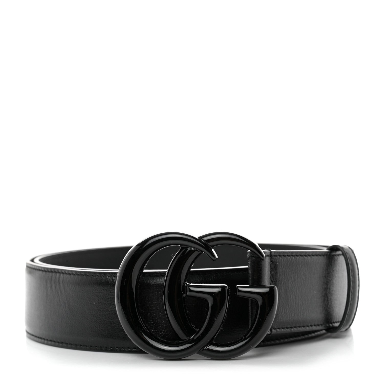 Gucci Azalea Calfskin Enamel Monochrome Double G 40mm Belt 100 40 Black 1 of 5