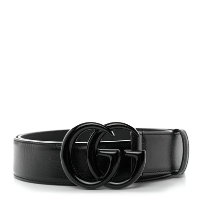 Gucci Azalea Calfskin Enamel Monochrome Double G 40mm Belt 100 40 Black 1 of 5