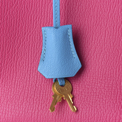 Hermes Chevre Mysore Horseshoe Birkin 30 Rose Shocking Celeste 12 of 34