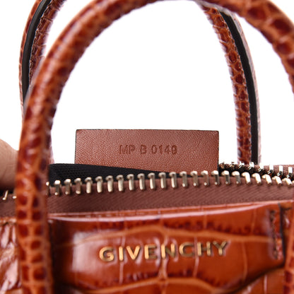 Givenchy Calfskin Crocodile Embossed Mini Antigona Cognac 9 of 11