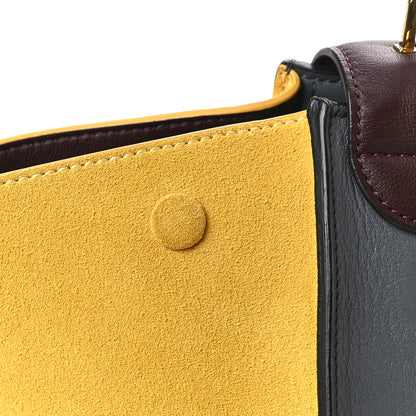 Celine Smooth Calfskin Suede Medium Tri-Color Trapeze Mustard 9 of 11