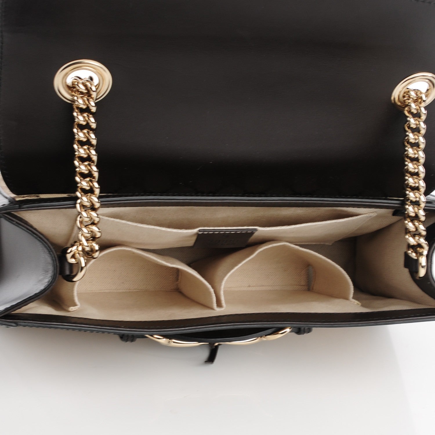 Gucci Monogram Margaux Calfskin Medium Emily Chain Shoulder Bag Beige Ebony Cocoa 7 of 7