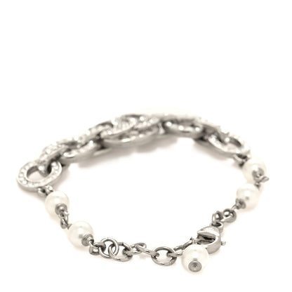 Chanel Crystal Pearl CC Bracelet Silver 3 of 5