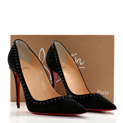 Christian Louboutin Suede Studded Anjalina 100 Pumps 38.5 Black 9 of 9