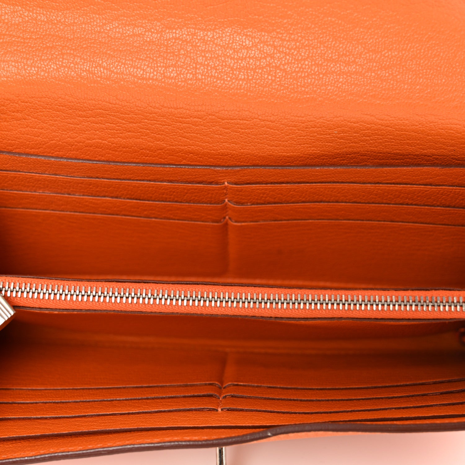Hermes Chevre Mysore Kelly Longue Wallet Orange 5 of 12