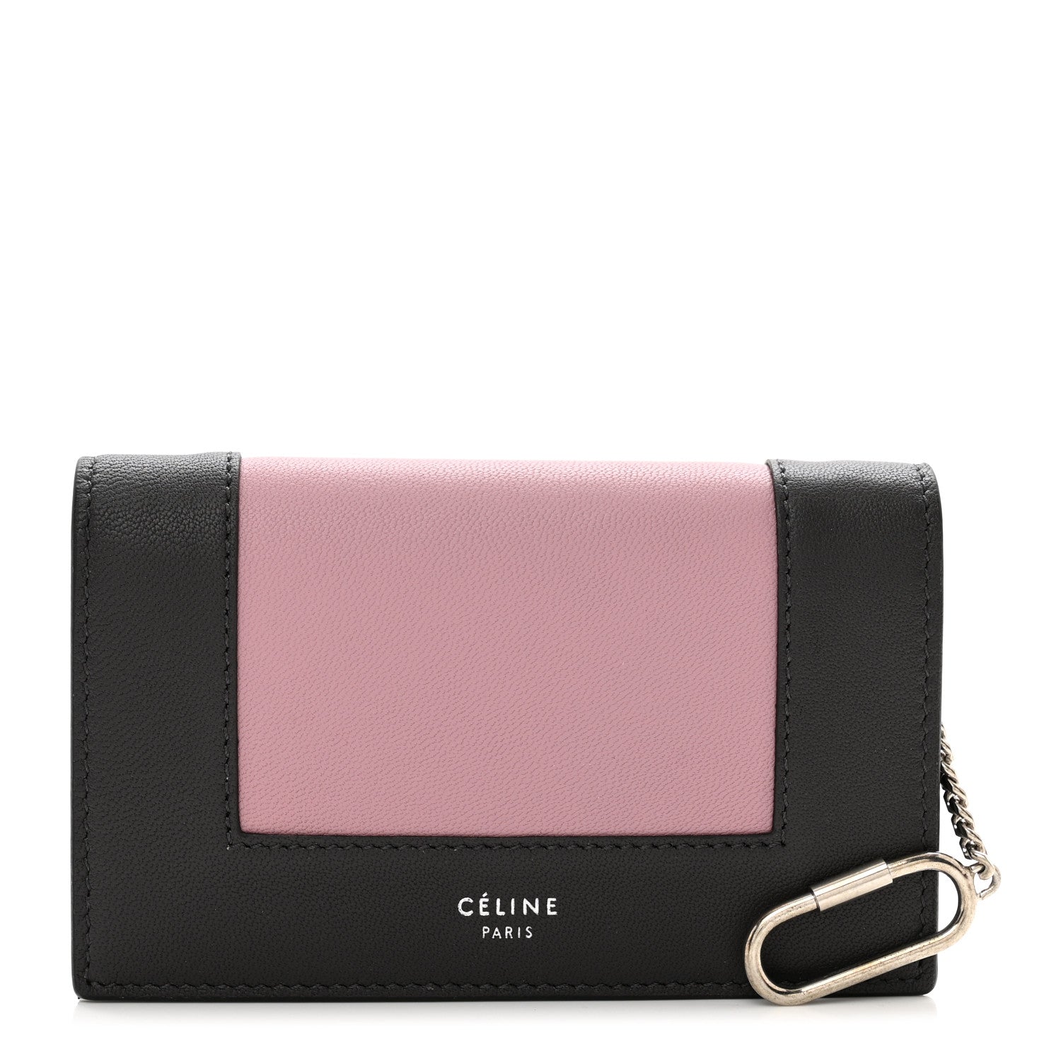Celine Smooth Lambskin Frame Coin Card Purse Liquorice Antique Rose 1 of 6