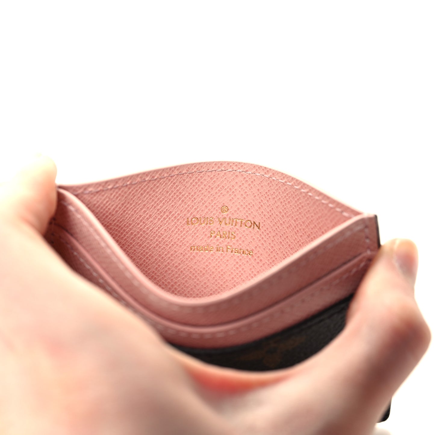 Monogram LV Charms Card Holder Rose Ballerine