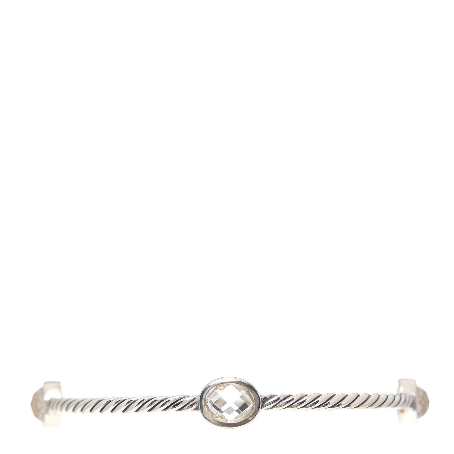 Sterling Silver Rock Crystal 3mm Four Station Bangle Bracelet